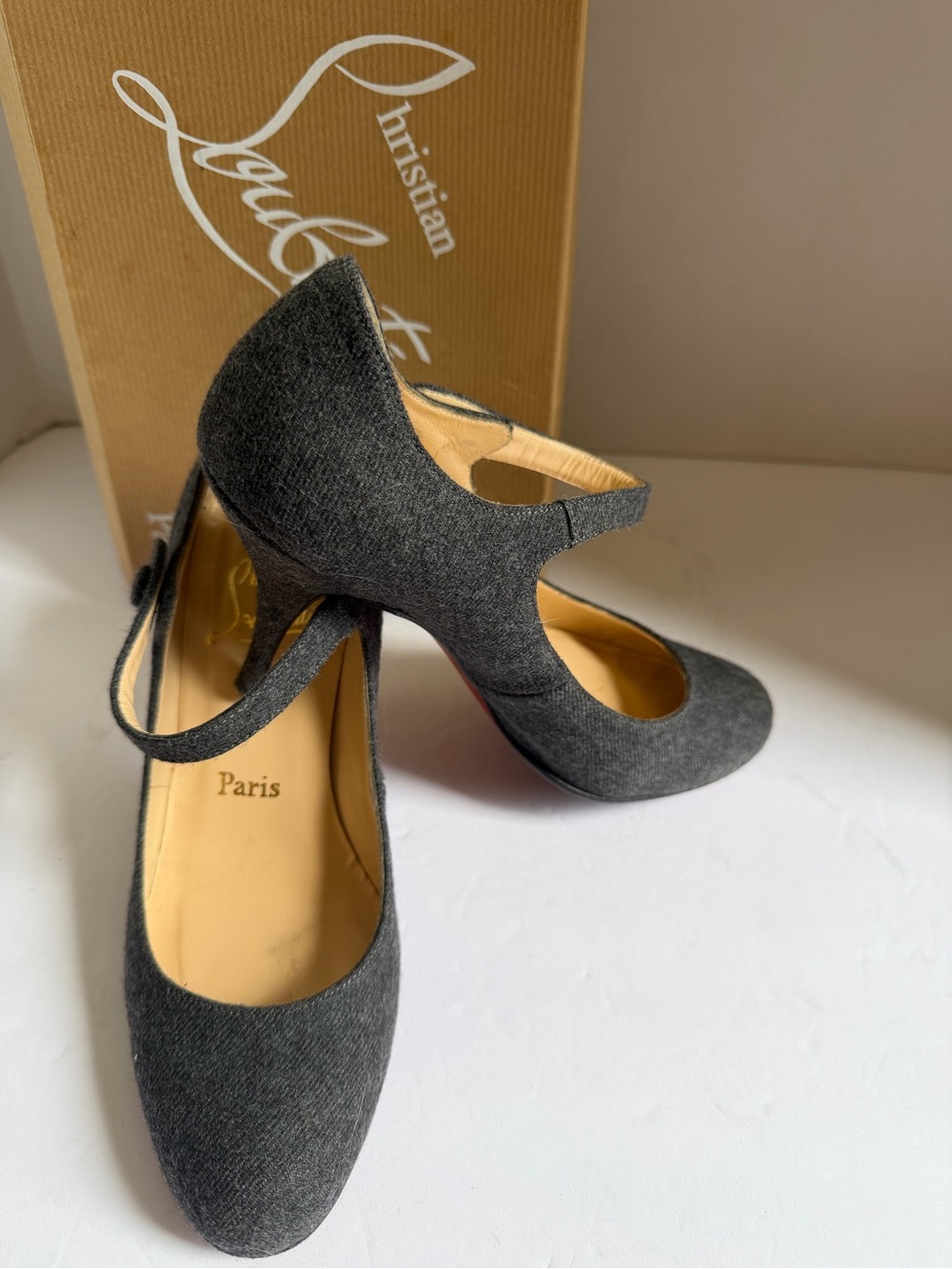 Christian Louboutin Women’s Gray Mary Jane Pumps